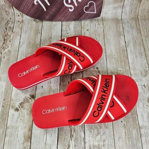 Calvin Klein Red Cross Band Sandals Size 7 - Picture 5 of 5